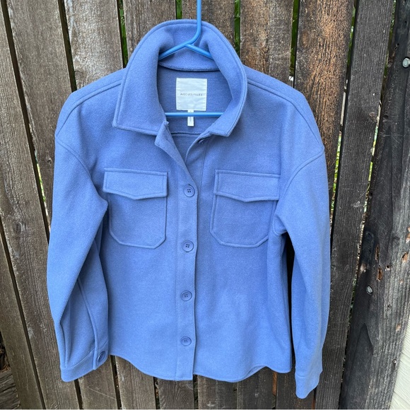 Avec Les Filles Blue Button Down Shirt Jacket Shacket Sz S - Picture 8 of 13
